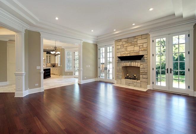 refined walnut hardwood floors in upscale office